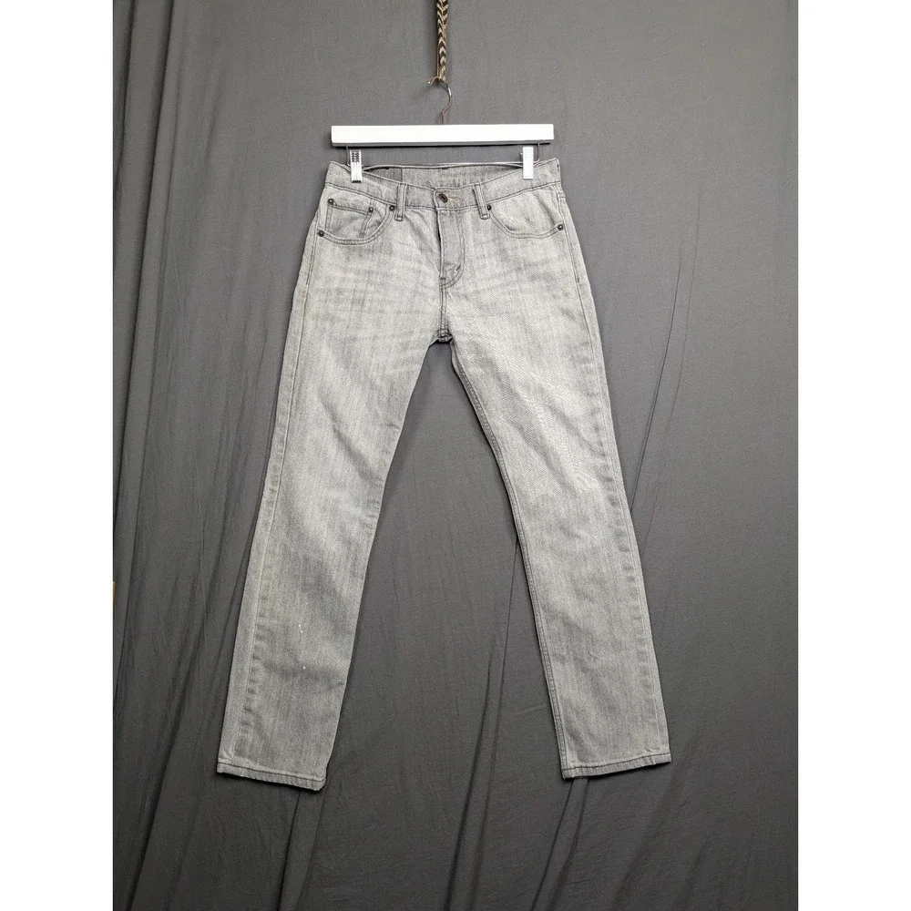 Levis 511 Jeans Mens 30x30 Gray Slim Straight Stretch Denim‎ Light Wash